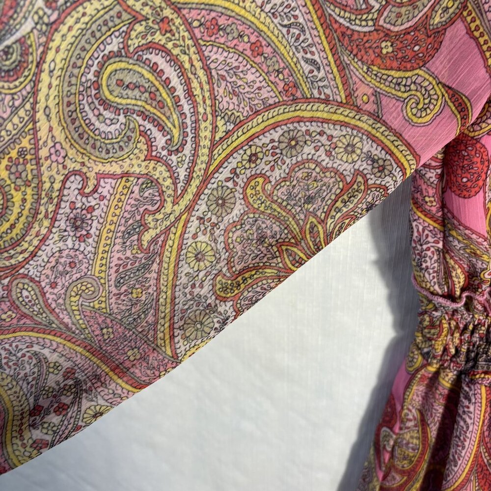 Tommy Hilfiger Pink Paisley Off-Shoulder Dress Size 10 Elastic Waist 3/4 Sleeves - Picture 9 of 16